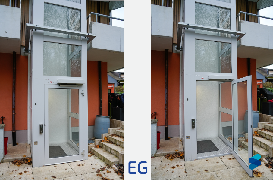 installation des pl10 aufzug im erdgeschoss praezise professionell