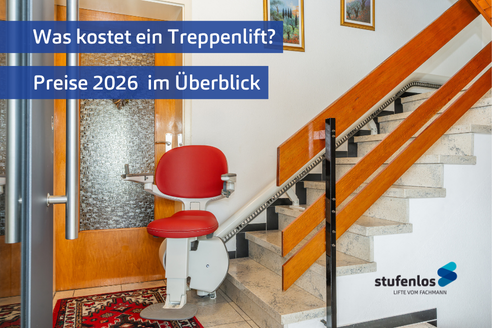 reppenlift im Wohnhaus mit sitzender Person – Beispiel für Kosten und Einbausituation